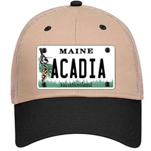 Acadia Maine Metal on Trucker Mesh Snapback Hat - Khaki